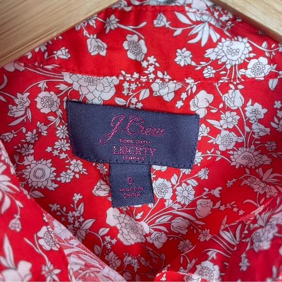 J Crew Red Button Down Shirt Liberty Fabrics 0 - Picture 5 of 8